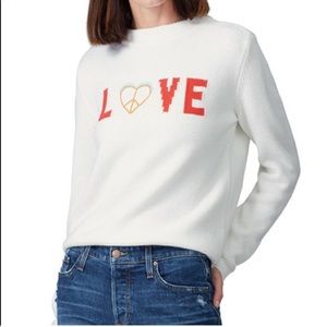 NWT 525 America Love Intarsia Sweater Valentine’s Peace Sign Heart Medium